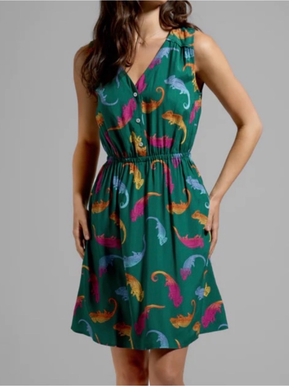 ModCloth Cafe Au Soleil sleeveless chameleon dress